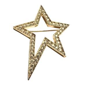 Vtg Signed Napier Rhinestone Gold Tone Star Pin Brooch